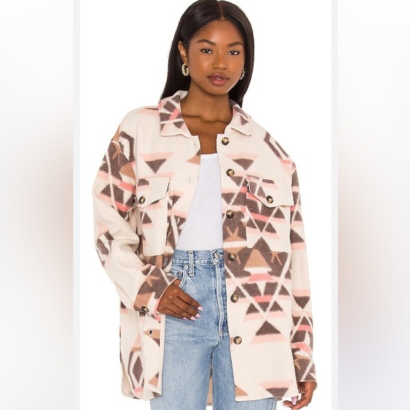 Revolve Sanctuary The Shacket In Yellowstone Cotton Fleece Southwestern Aztec S - Picture 1 of 10